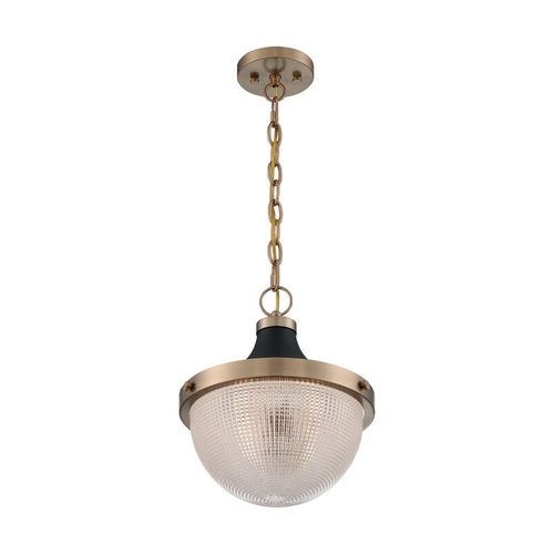 Nuvo Lighting 60-7060 Faro Down Light Pendant - Burnished Brass / Black Accents