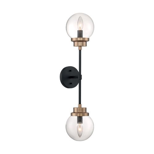 Nuvo Lighting 60-7122 Axis 2 Bulb Bathroom Light - Matte Black / Brass Accents