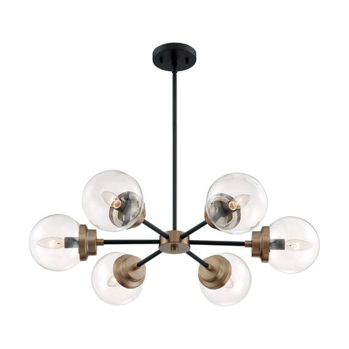 Nuvo Lighting 60-7126 Axis Mid Sized Chandelier - Matte Black / Brass