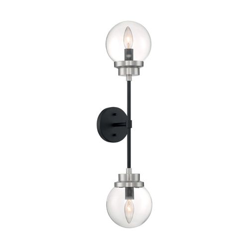 Nuvo Lighting 60-7132 Axis 2 Bulb Bathroom Light - Matte Black / Brushed Nickel Accents