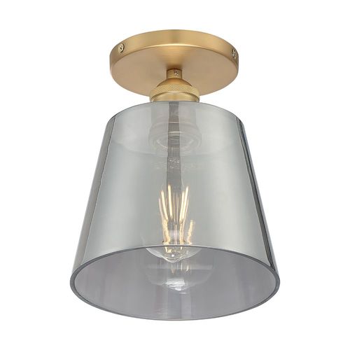 Nuvo Lighting 60-7323 Motif Semi Flush Mount Ceiling Light - Brushed Brass / Smoked Glass