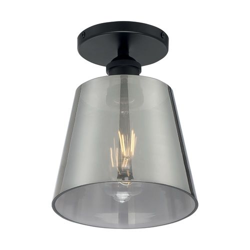 Nuvo Lighting 60-7333 Motif Semi Flush Mount Ceiling Light - Black / Smoked Glass