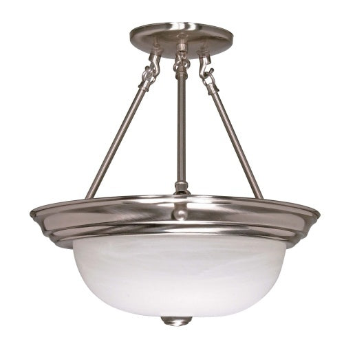 Nuvo Lighting 60-201 Semi Flush Mount Ceiling Light - Brushed Nickel / Alabaster