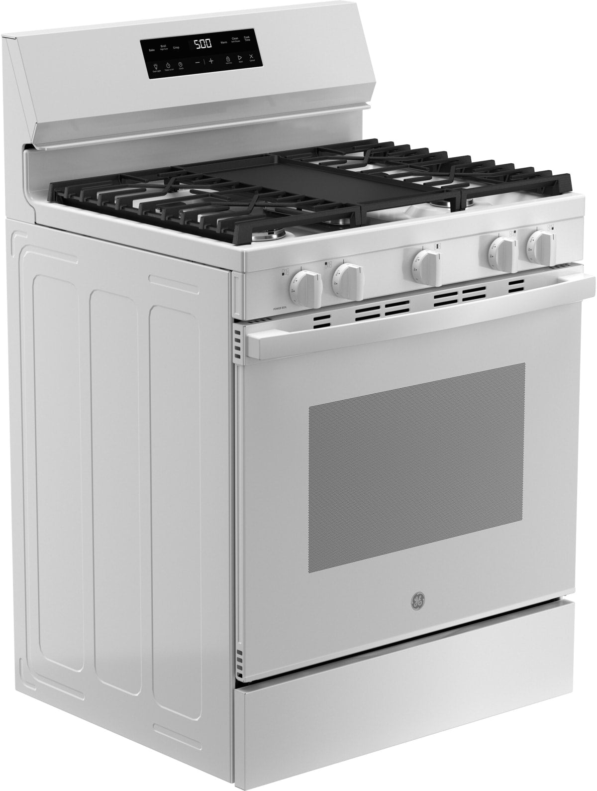 GE GGF500PVWW 30-inch Gas Range White - Angle View