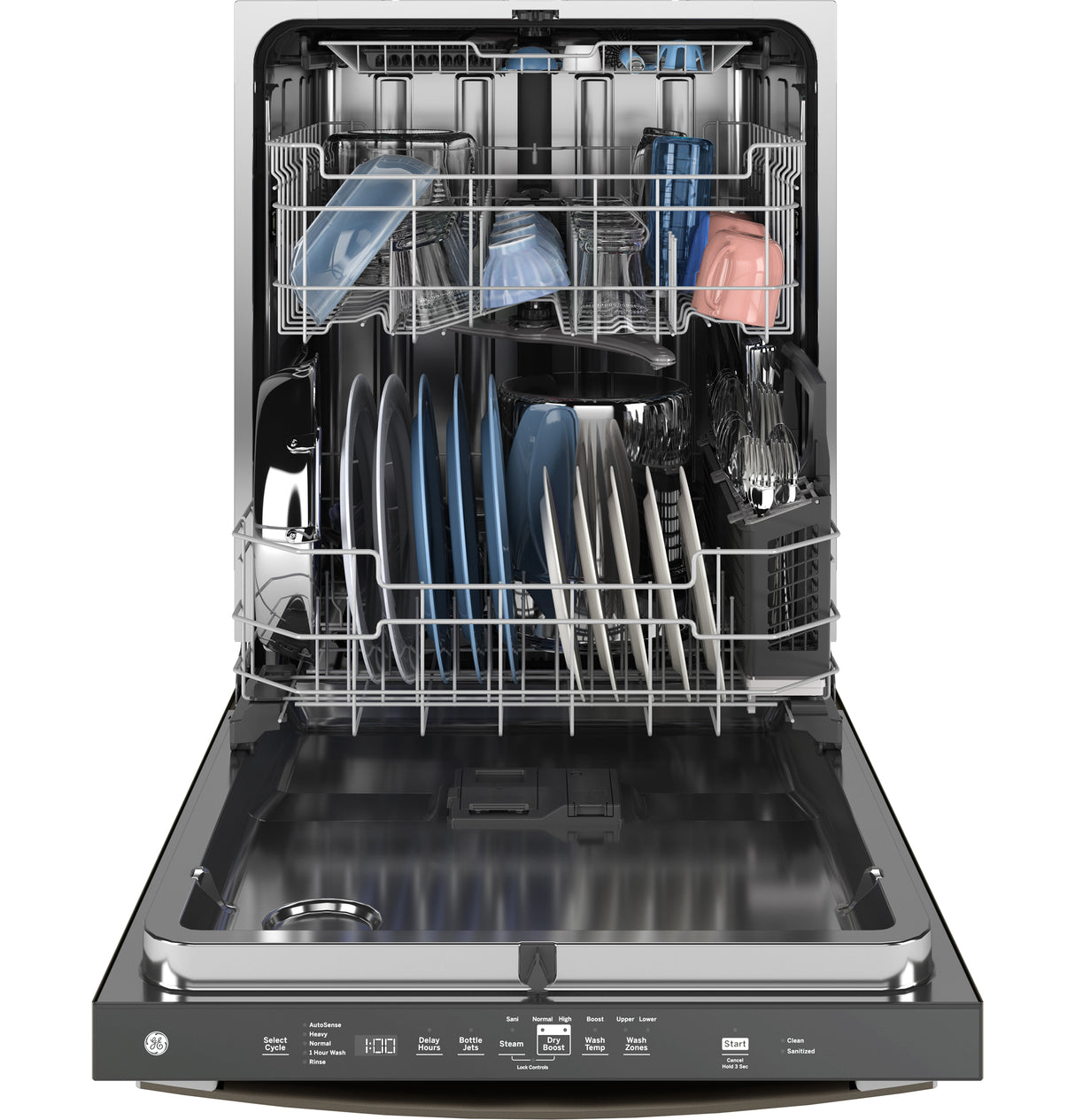 GE GDT670SMVES - 24 in. Top Control Flush-Mount Dishwasher with 45 dBa Sound Level, 3rd-Rack & Dry Boost - Slate
