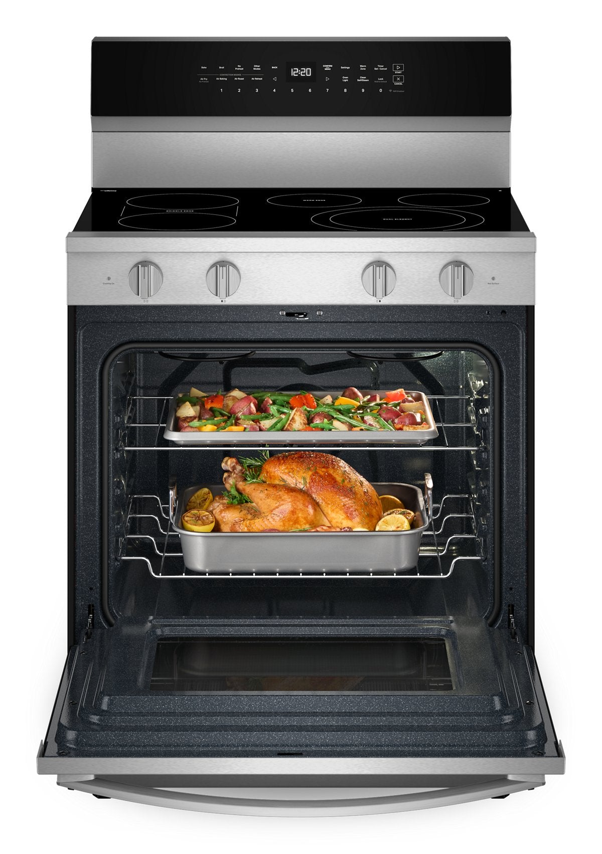 Whirlpool WFES7530RZ range oven open