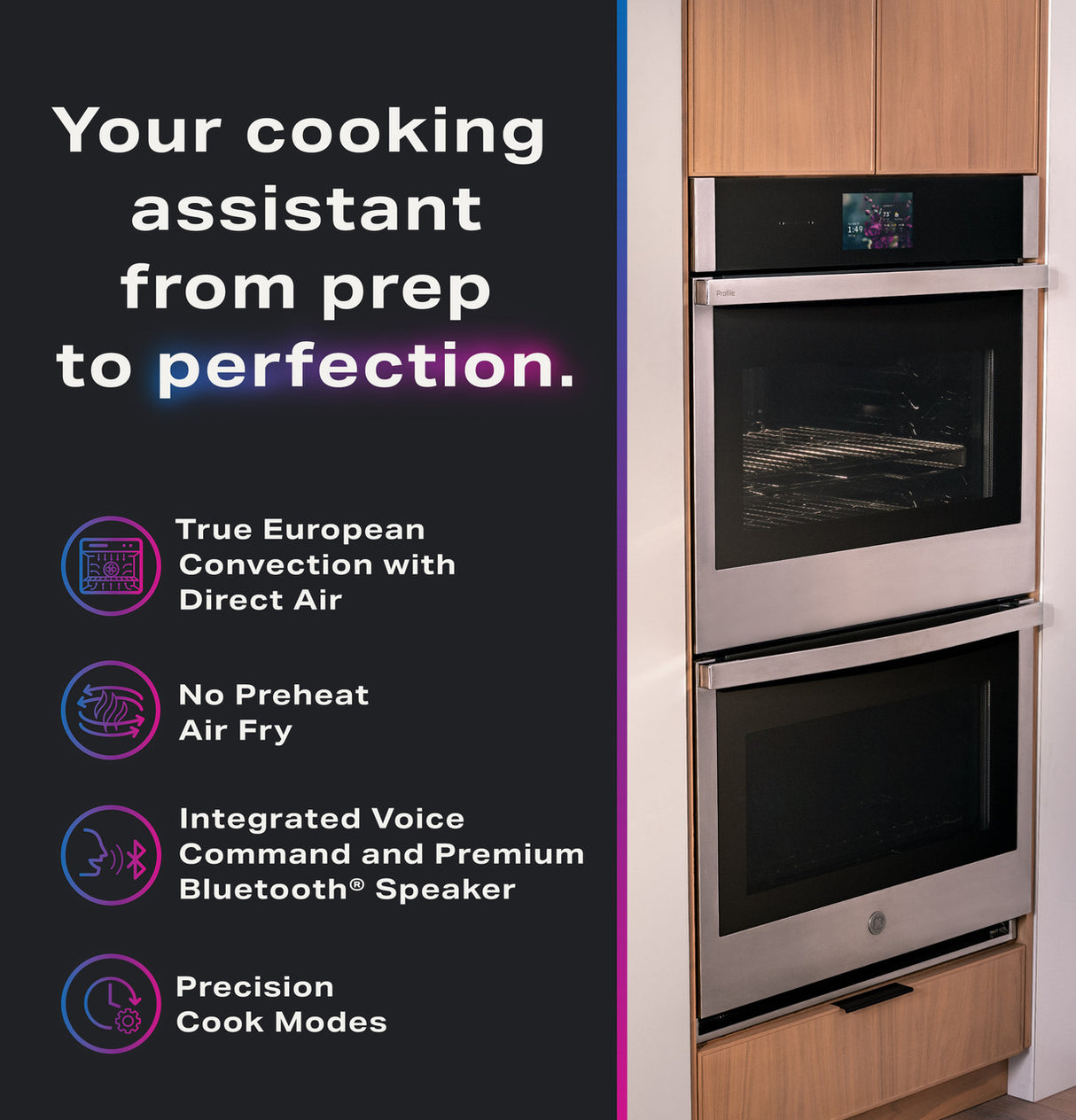 GE Profile PTD9000SZSS double wall oven detail view