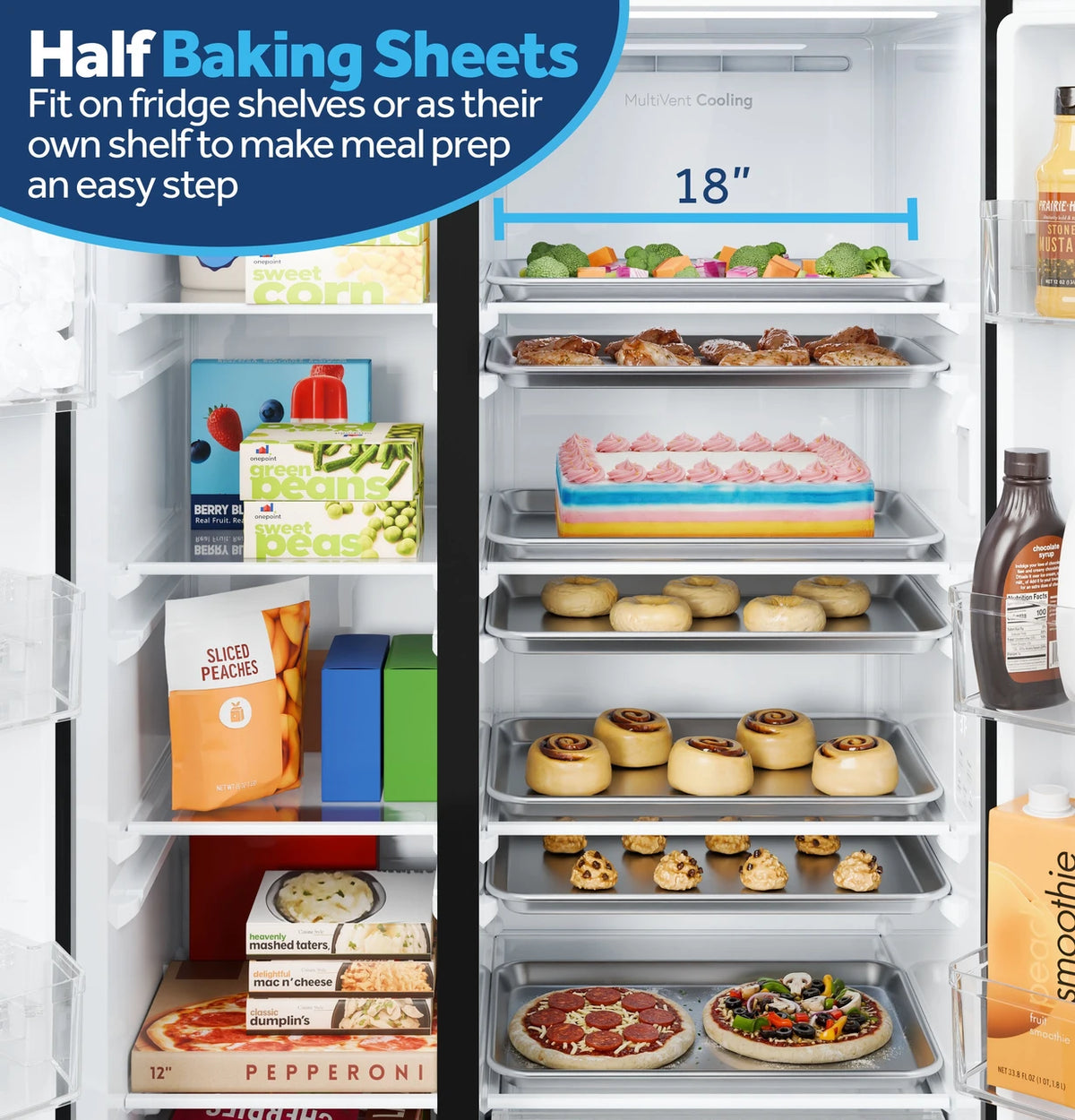 GE GKS24NYYFS wide shelves fit half baking sheets