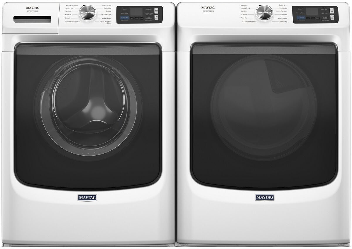 Maytag MGD7020RW White gas dryer shown as a laundry pair