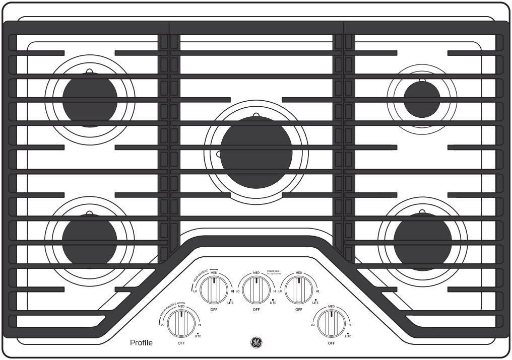 GE Profile PGP7030BMTS 30 inch gas cooktop alternate product view