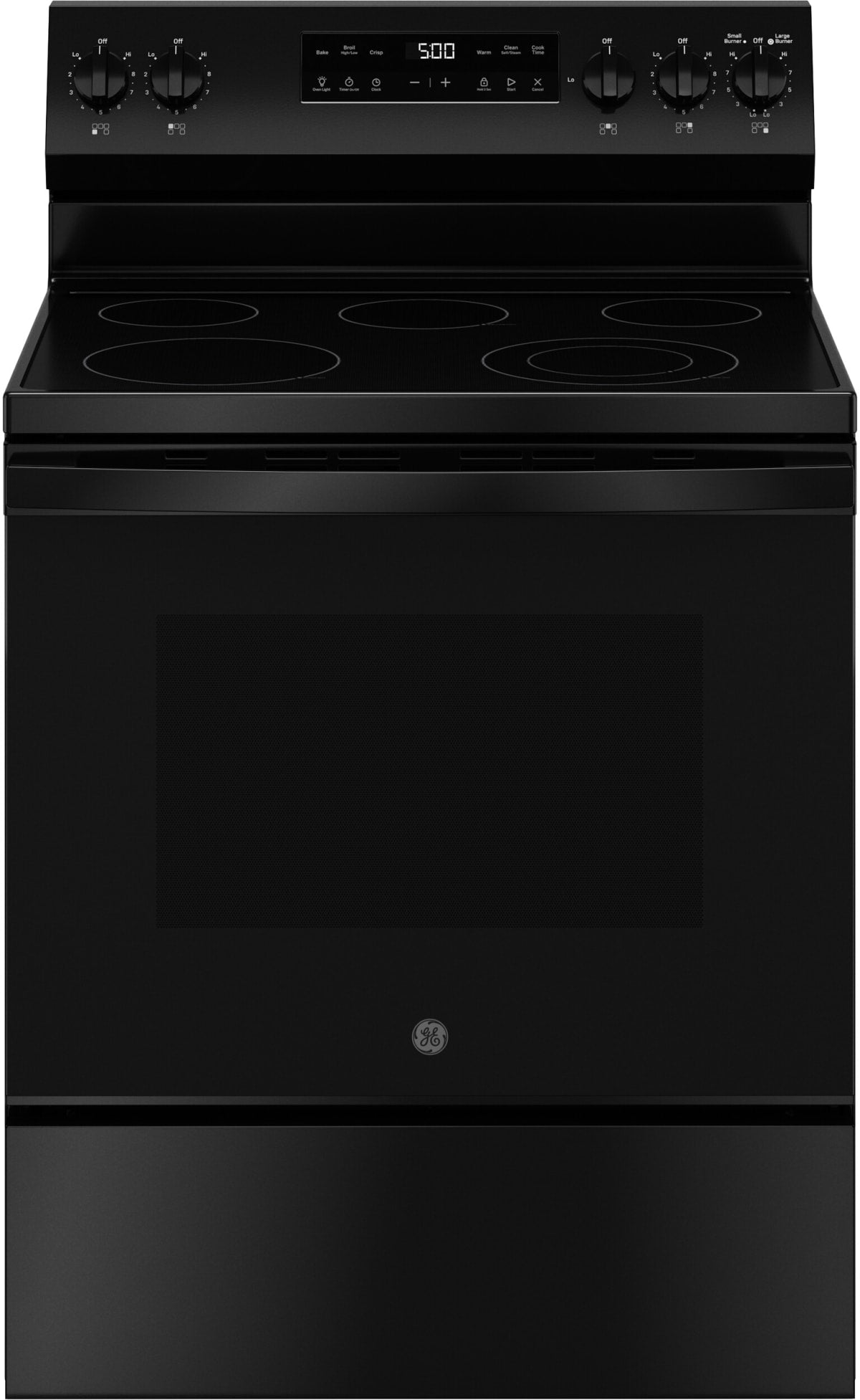 GE GRF500PVBB 30-inch Electric Range Black - Front View