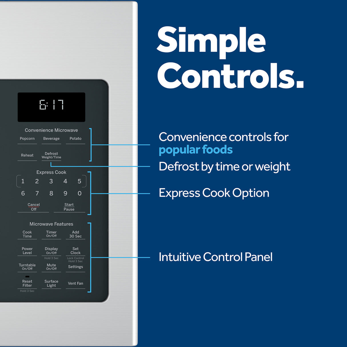 GE JVM6172SKSS microwave detail