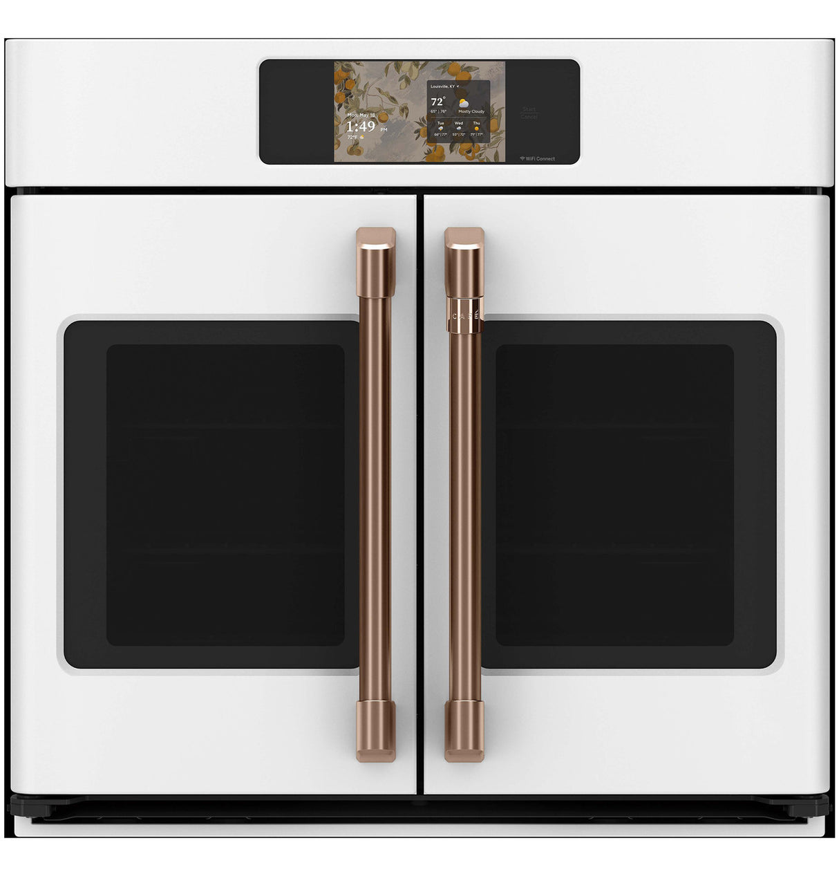 Café CTS90FP4ZW2 French-door single wall oven interior racks view
