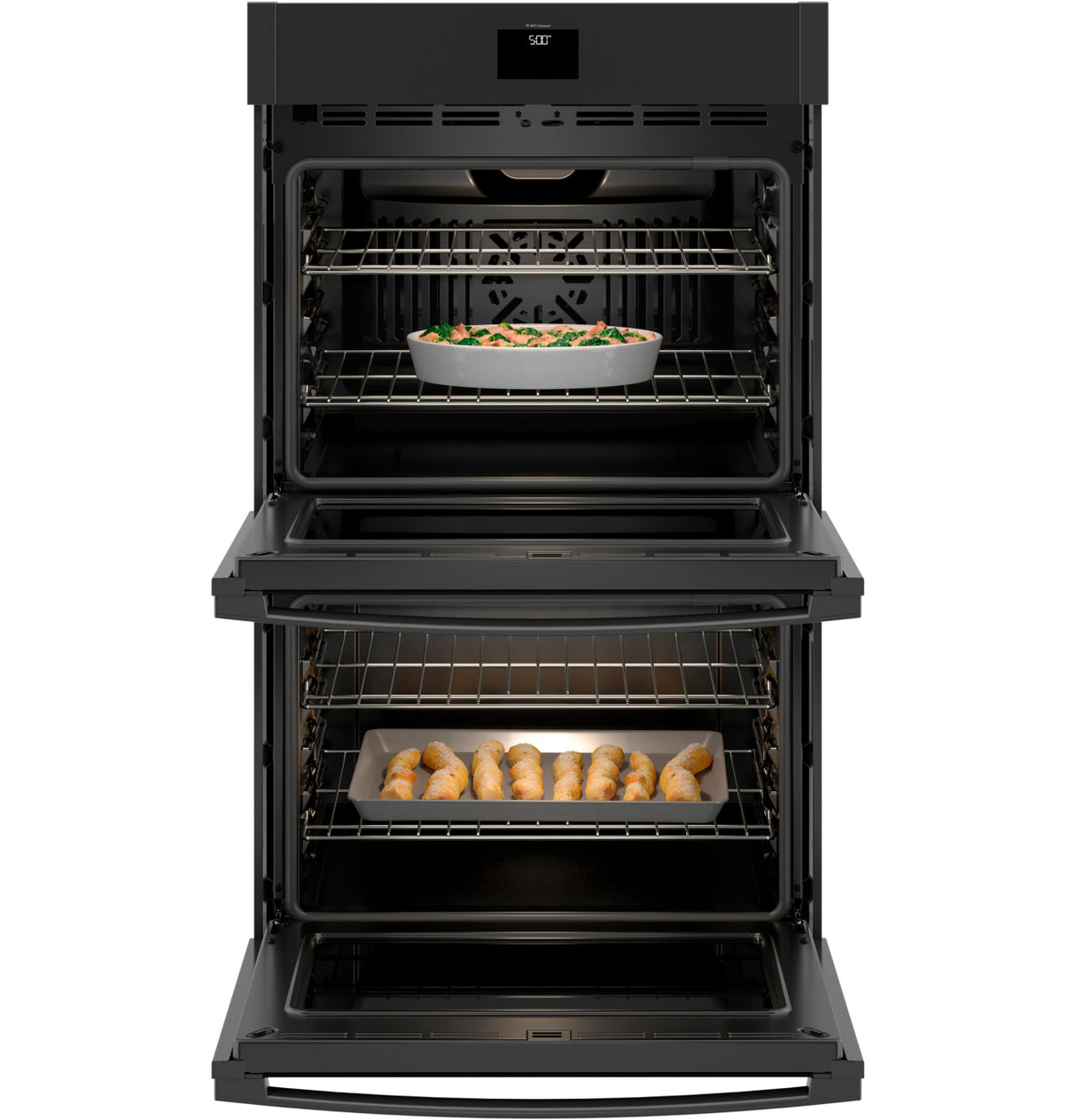 GE 30 in. Smart Built-In Self-Clean Convection Double Wall Oven with No Preheat Air Fry - JTD5000DVBB