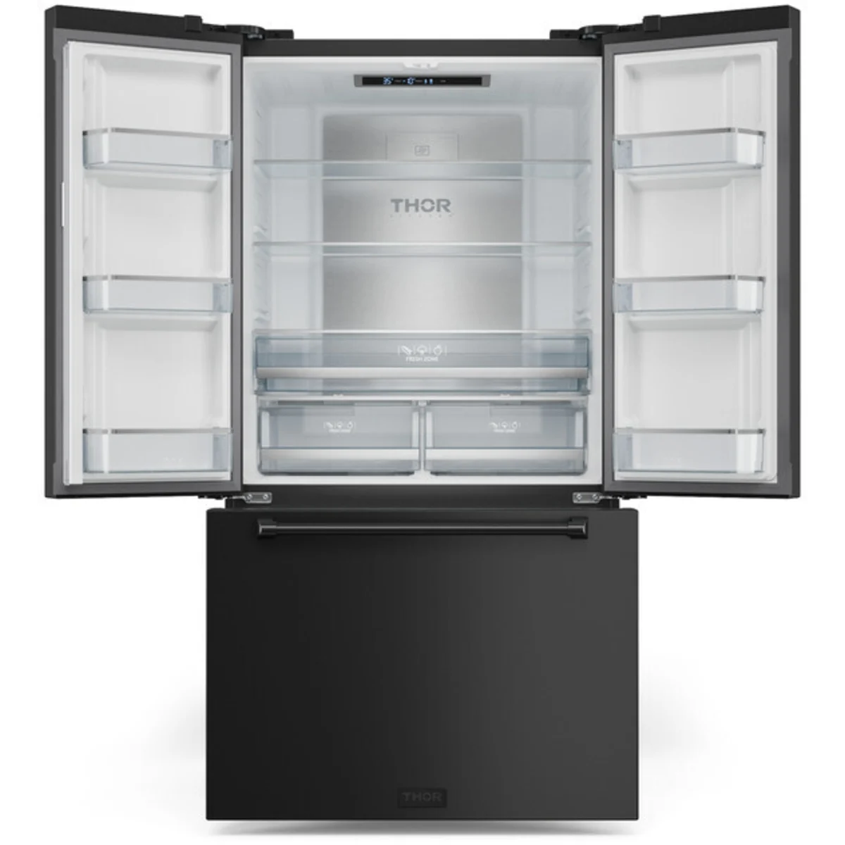 36 Inch 20.3 cu ft French Door Counter Depth Refrigerator with Ice Maker in Black | Gordon Ramsay Series – RF3621CTD00