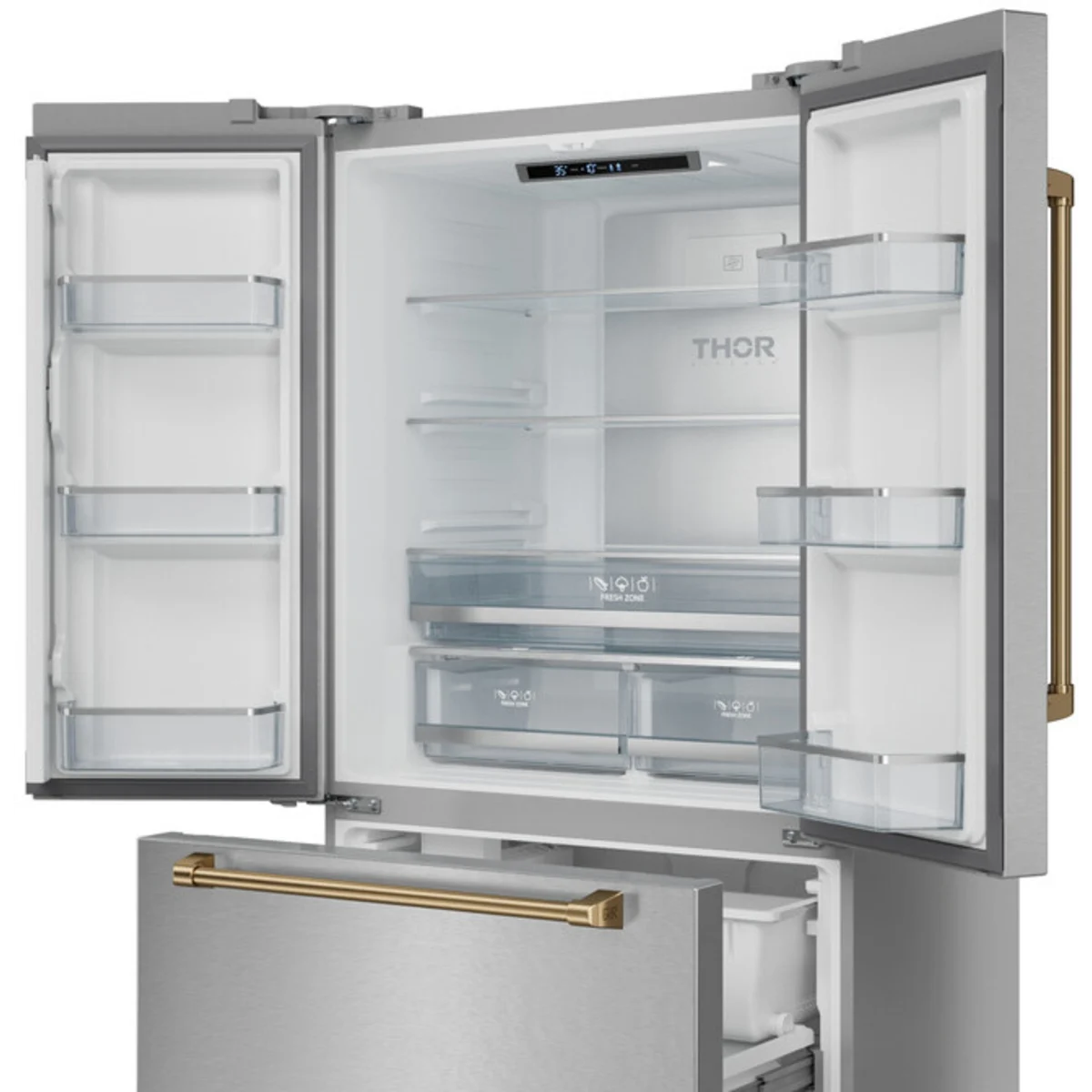 Thor Kitchen 36-inch, 20.3 cu. ft. Counter-Depth French 3-Door Refrigerator with Ice Maker RF3621CTD99-BRZ