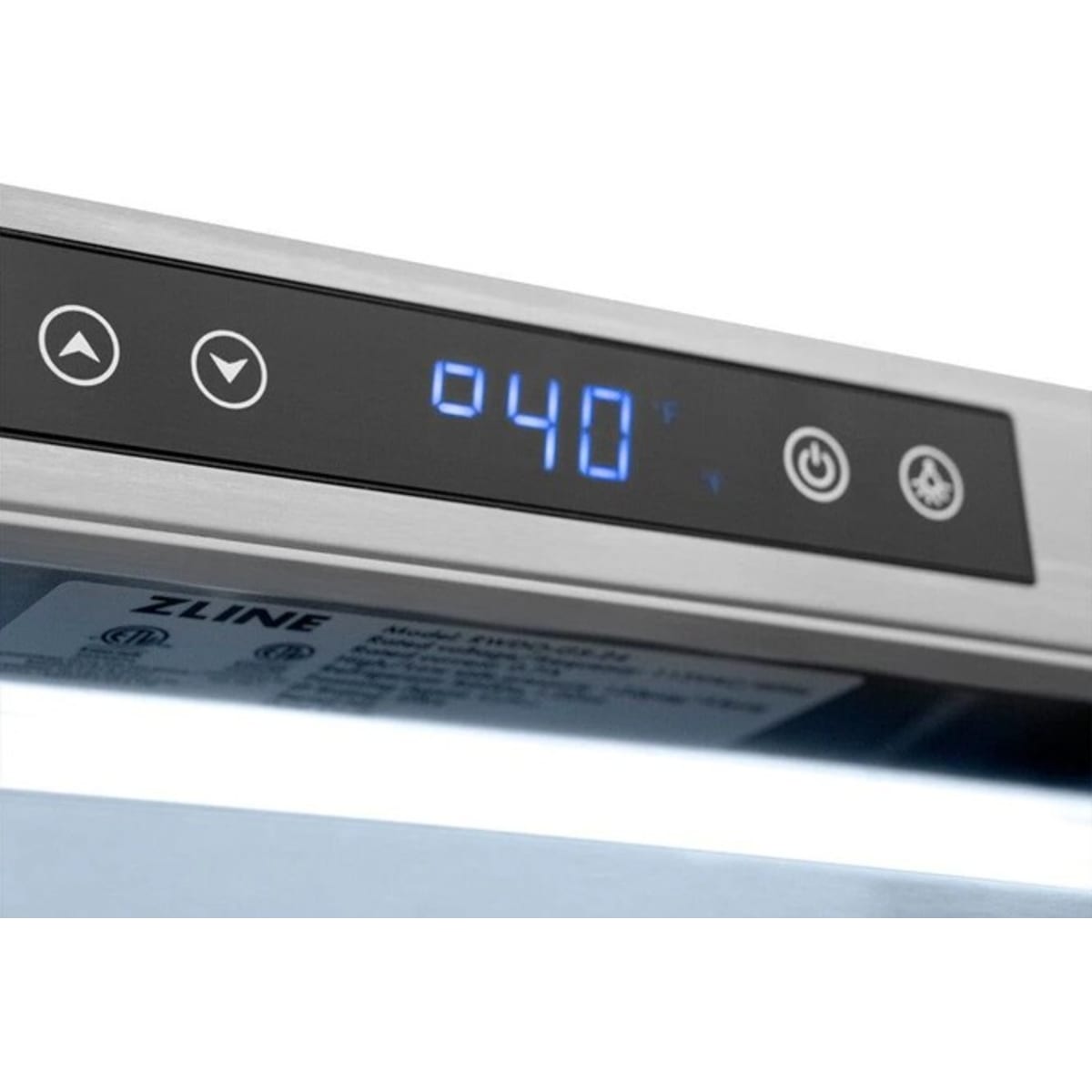 ZLINE Touchstone 24" Indoor/Outdoor Built-In Wine Cooler 44 Bottle Capacity Stainless Steel Glass Door & Chapagne Bronze Handle