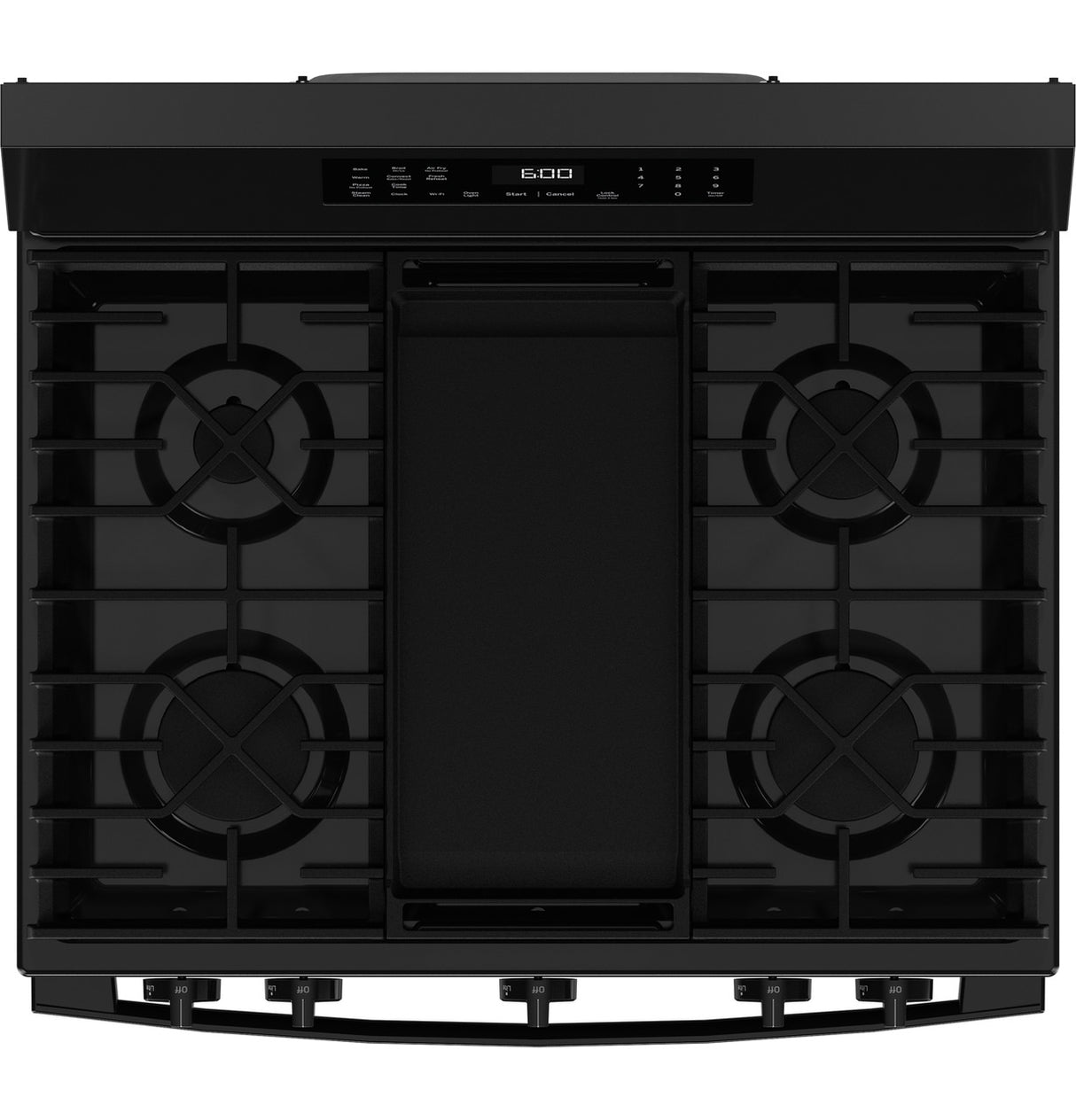 GE GGF600AVBB gas range cooktop detail