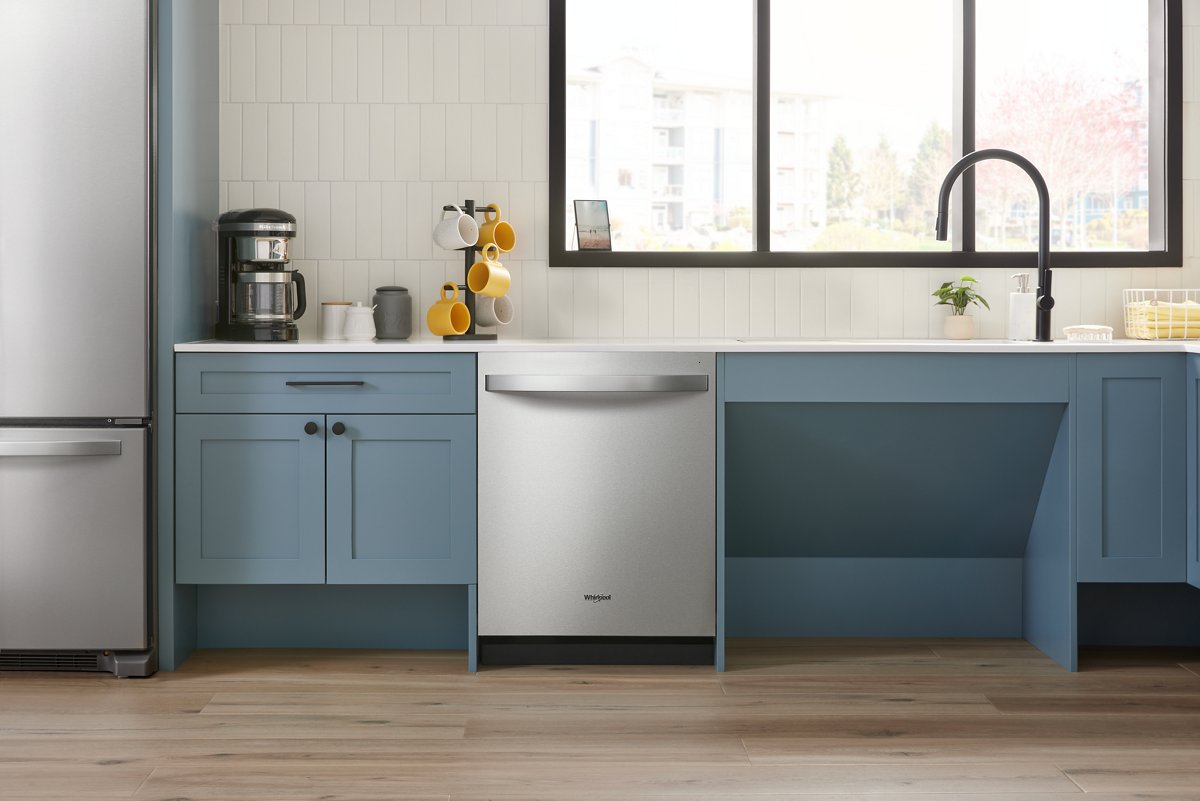Whirlpool WDT550SAPZ dishwasher installed in kitchen