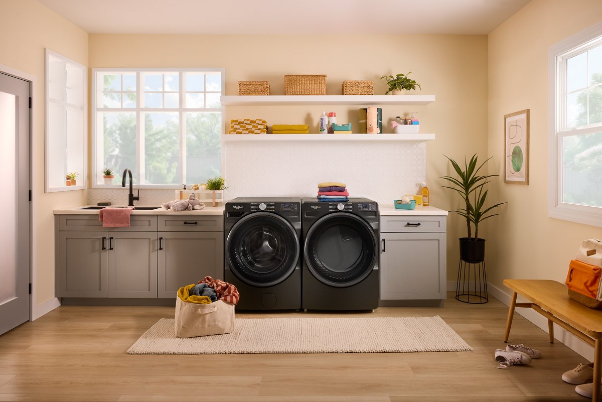 Whirlpool WED5720RU dryer in laundry room