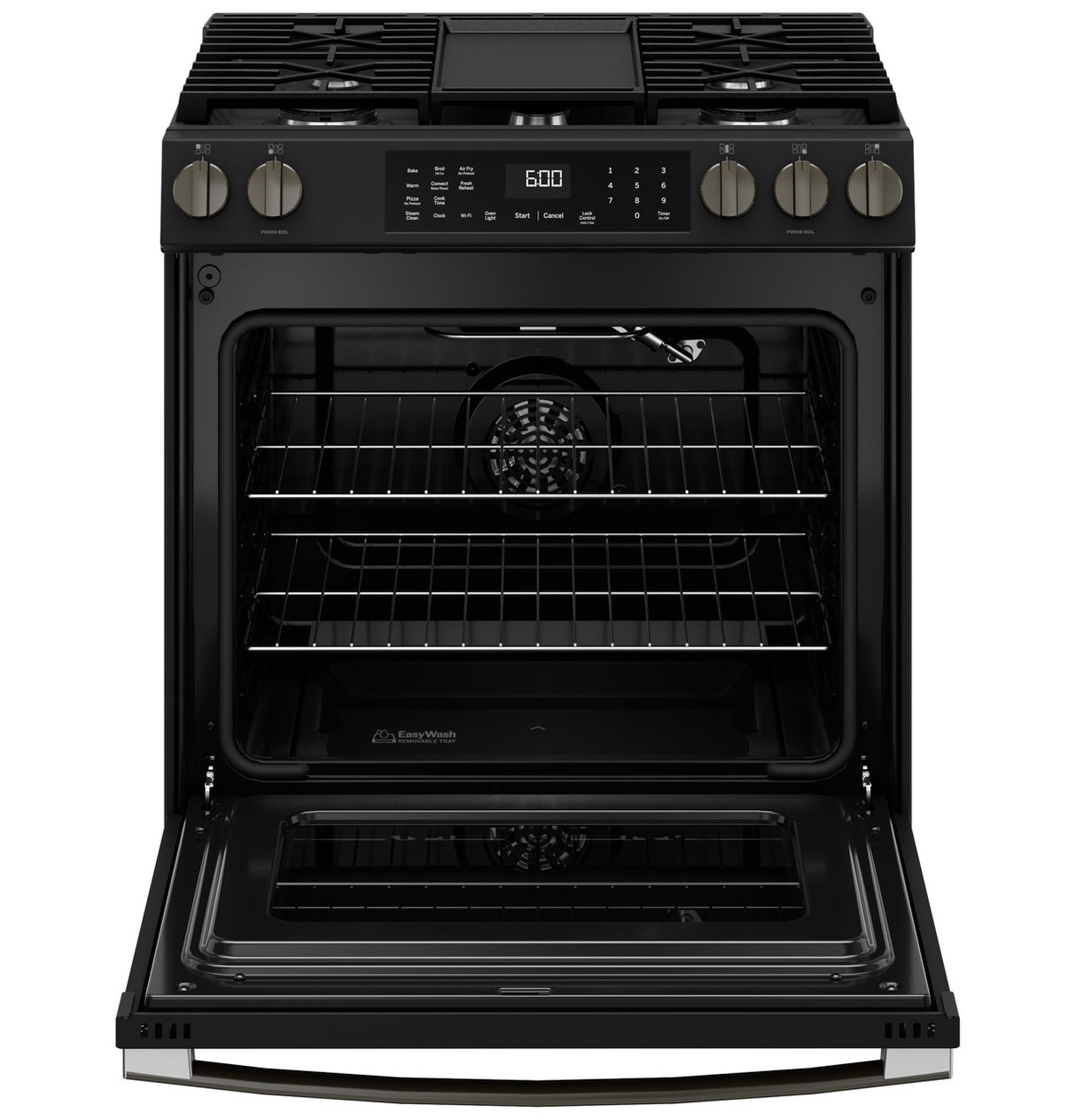 GE 30" Slide-In Front-Control Convection Gas Range with Air Fry – Slate (GGS600AVDS)