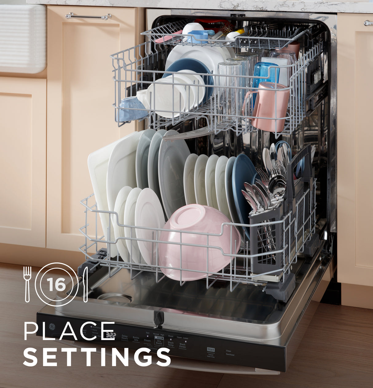 GE GDT650SMVES - 24 in. Top Control Flush-Mount Dishwasher with Stainless Steel Interior47 dBa Sound Level, Sanitize Cycle, 3rd-Rack & Dry Boost - Fingerprint Resistant Slate