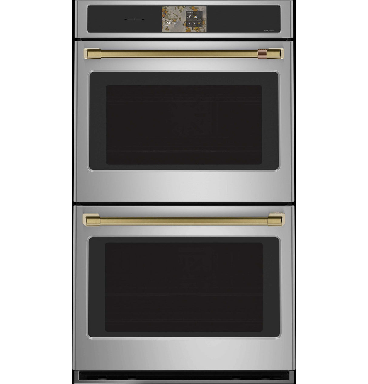 Café CTD90DP2ZS1 double wall oven with Brushed Brass handle hardware
