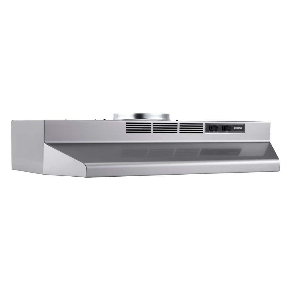 Broan F4030SF 30 in. under-cabinet range hood in stainless, front view