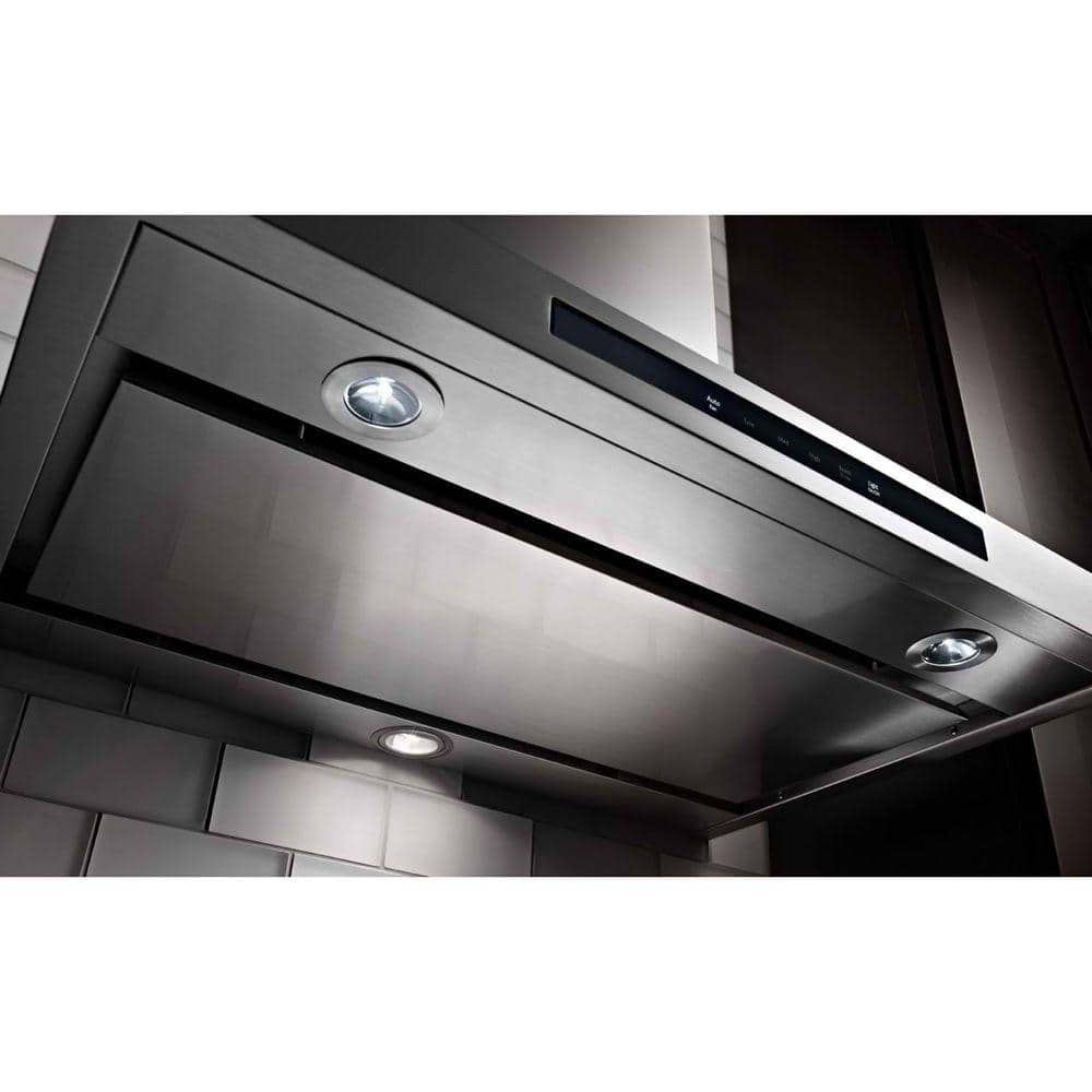 KitchenAid KVWB606DSS stainless canopy range hood detail