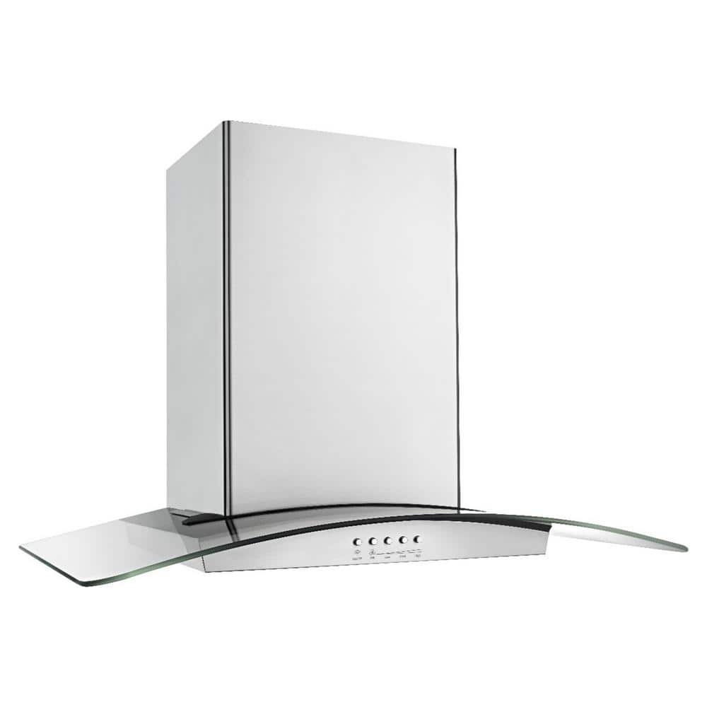 Whirlpool WVW75UC6DS stainless glass wall range hood controls
