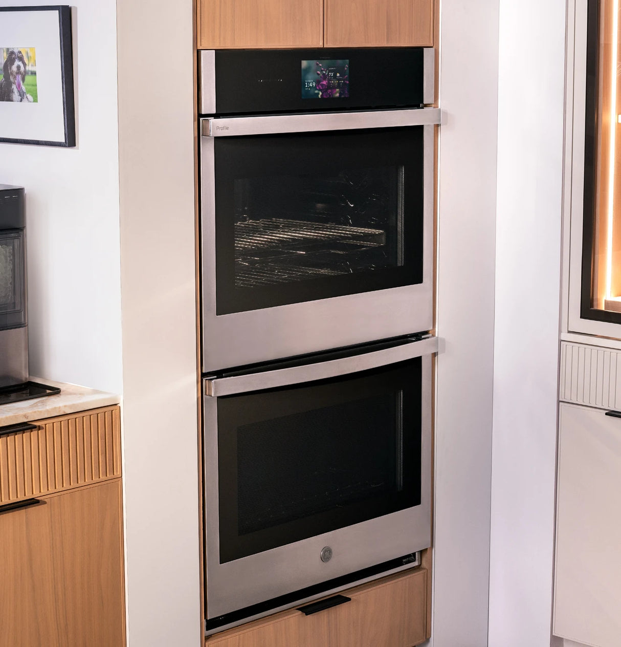 GE Profile PKD7000SZSS double wall oven in kitchen setting