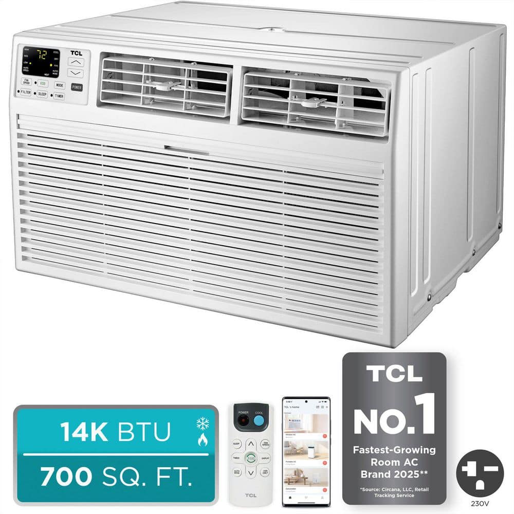 TCL H14T9XH 14,000 BTU smart through-the-wall air conditioner, front view