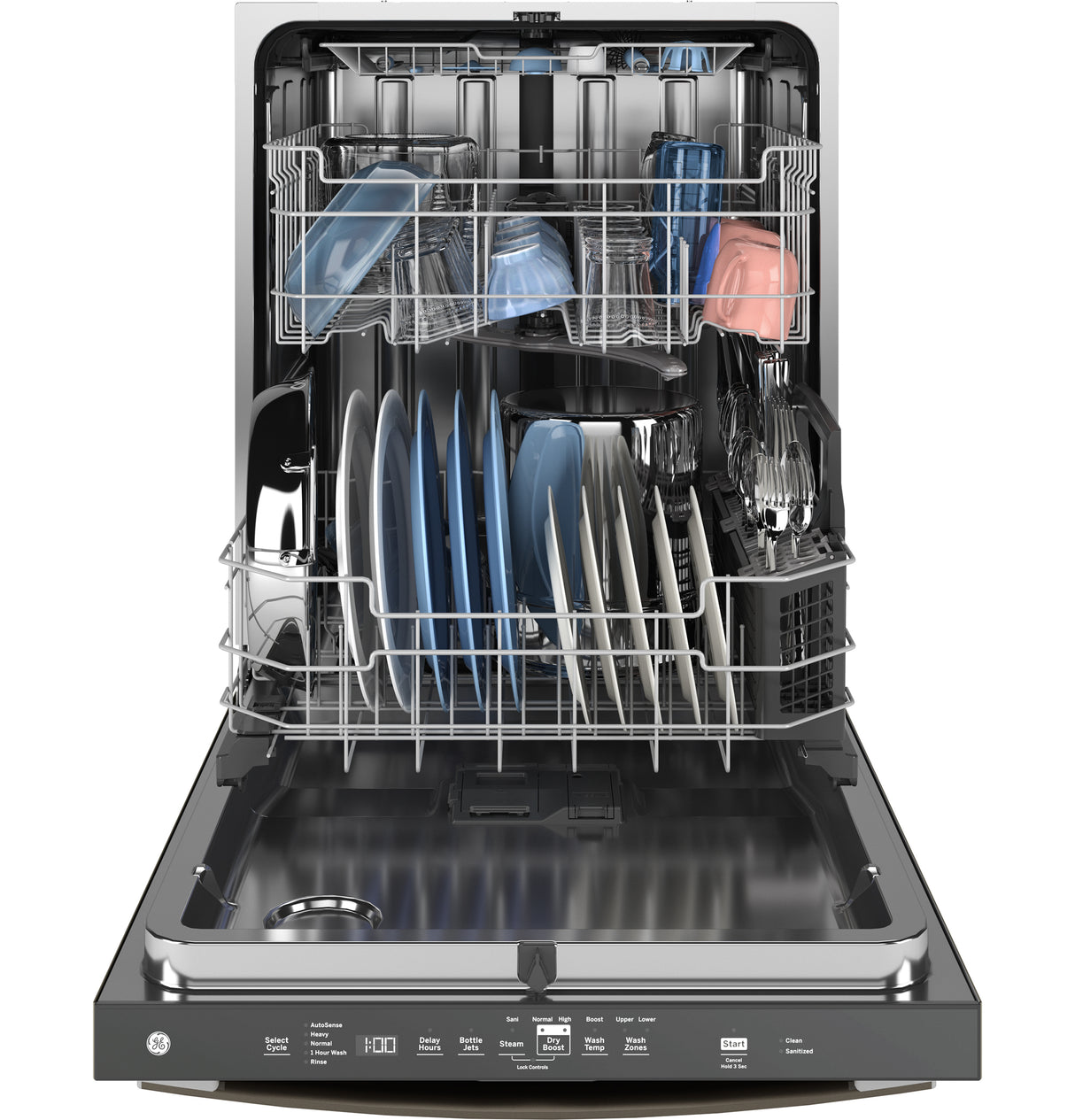 GE GDT650SMVES - 24 in. Top Control Flush-Mount Dishwasher with Stainless Steel Interior47 dBa Sound Level, Sanitize Cycle, 3rd-Rack & Dry Boost - Fingerprint Resistant Slate