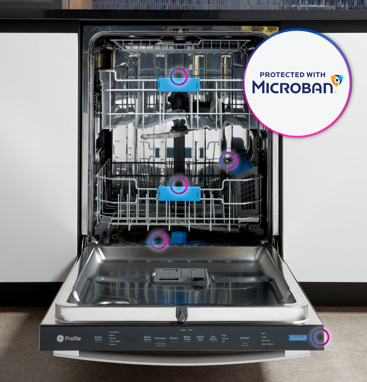 GE Profile(TM) ENERGY STAR(R) Fingerprint Resistant Top Control Stainless Interior Dishwasher with Microban(TM) Antimicrobial Protection with Sanitize Cycle - (PDT715SYVFS)