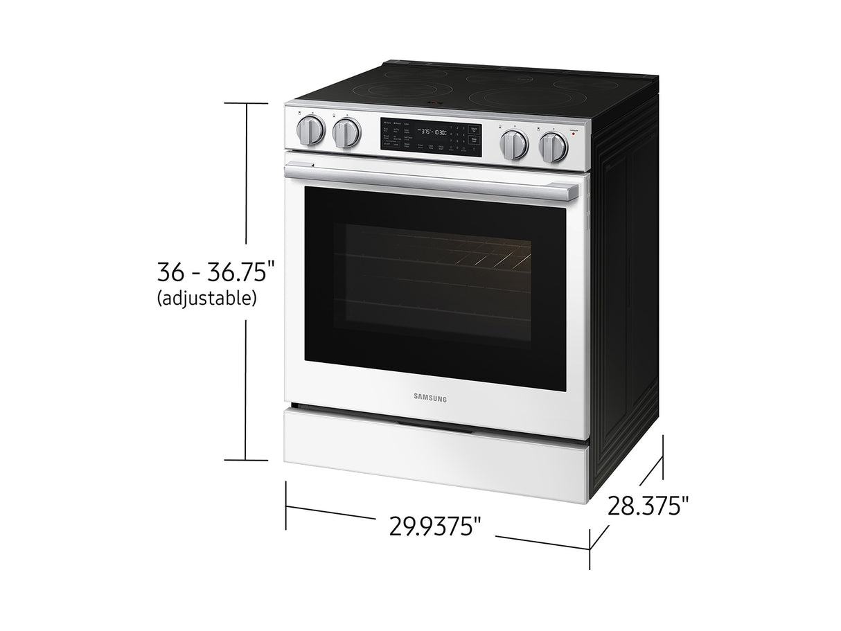 Samsung NSE80H63SW White Glass Slide-In Electric Range cooktop detail