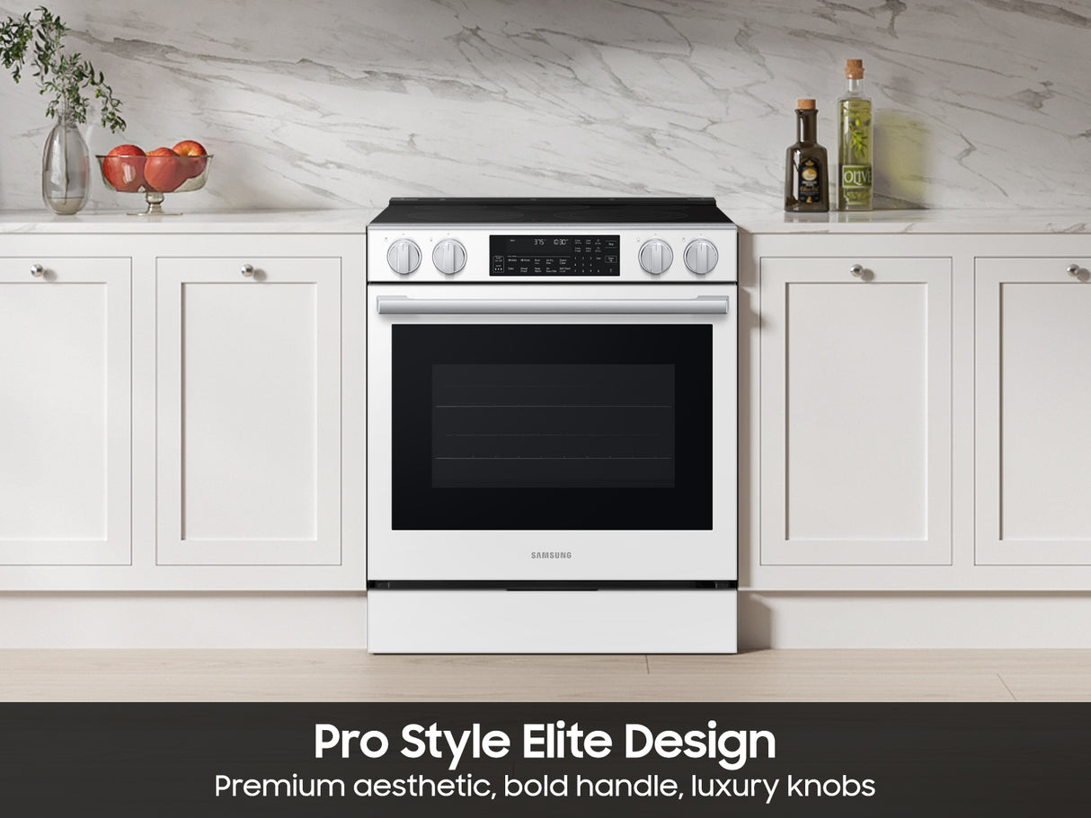 Samsung NSE90H63SW White Glass Slide-In Electric Range oven interior