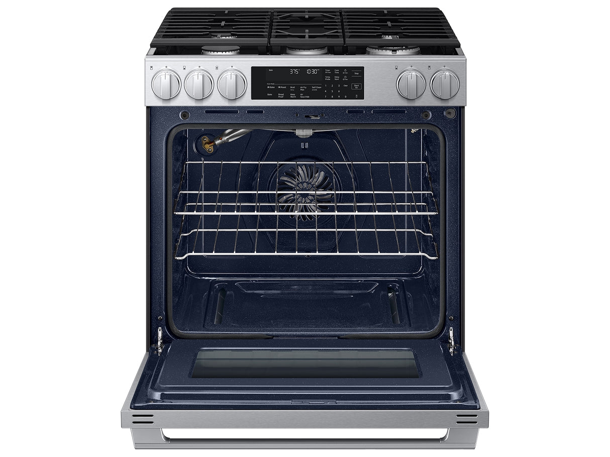 Samsung NSG90H63SR dual fuel range in kitchen