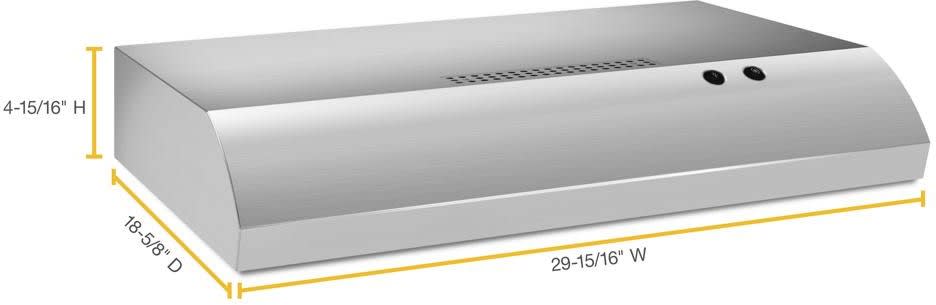 Whirlpool UXT4030ADS range hood underside