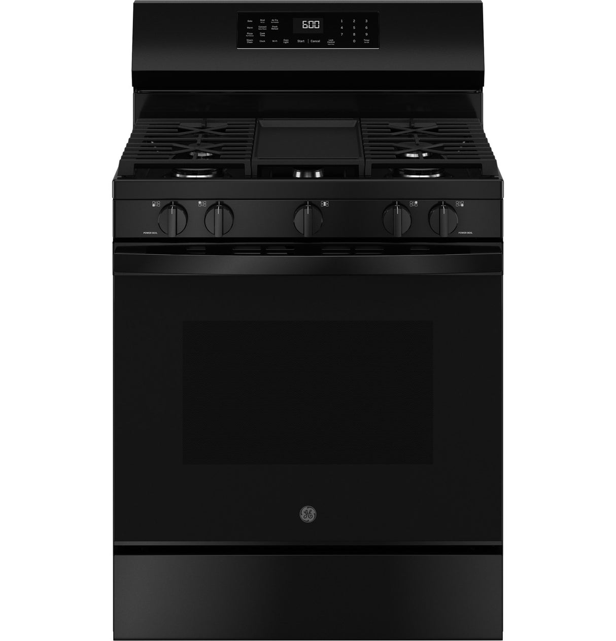 GE GGF600AVBB 30 inch black free-standing gas range front view