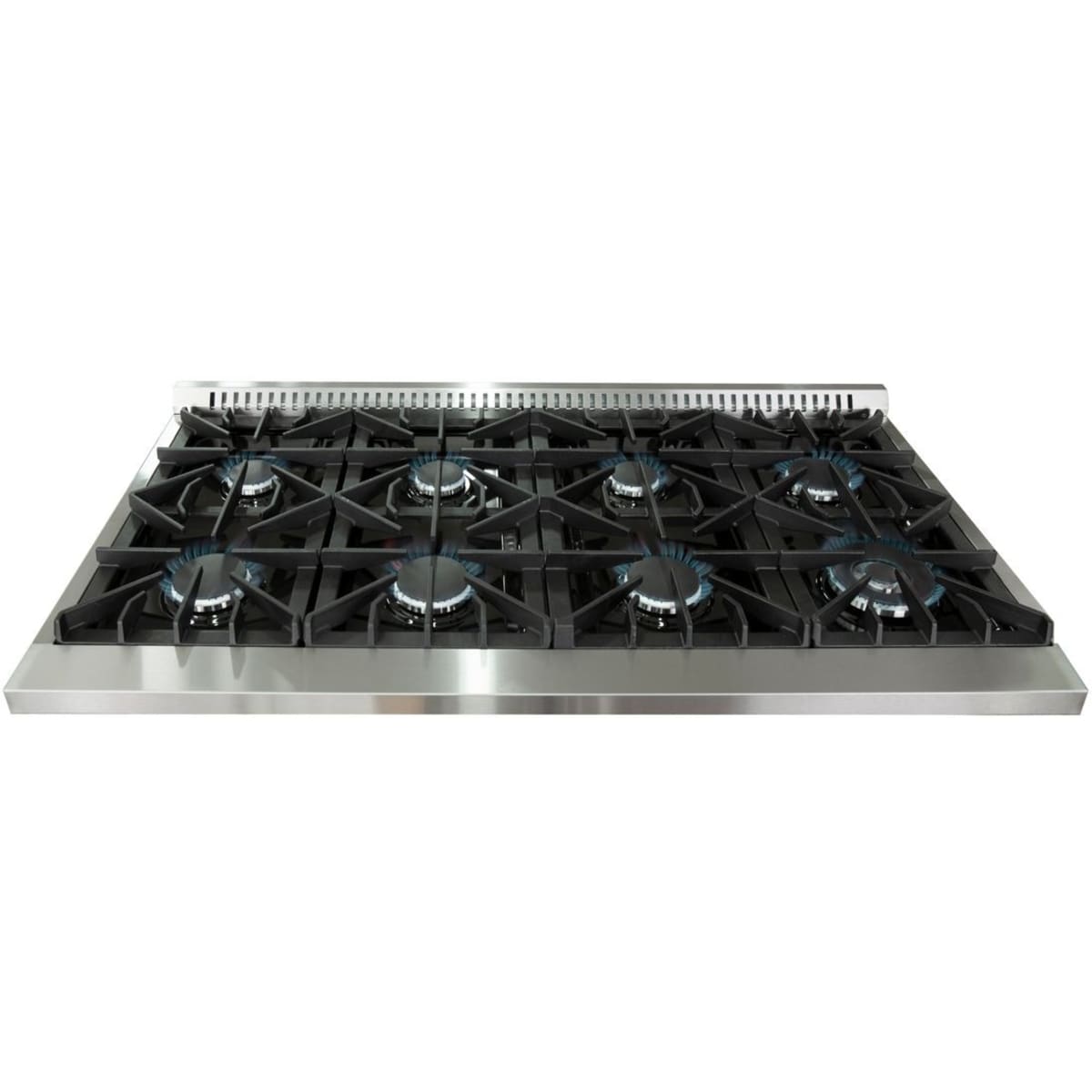 Forno Galiano FFSGS615648 48 Inch Freestanding Dual Fuel Range with 8 Sealed Burners, 6.58 cu. ft. Total Capacity, Continuous Cast Iron Grates, Griddle, and LP Conversion Kit Included: Stainless Steel