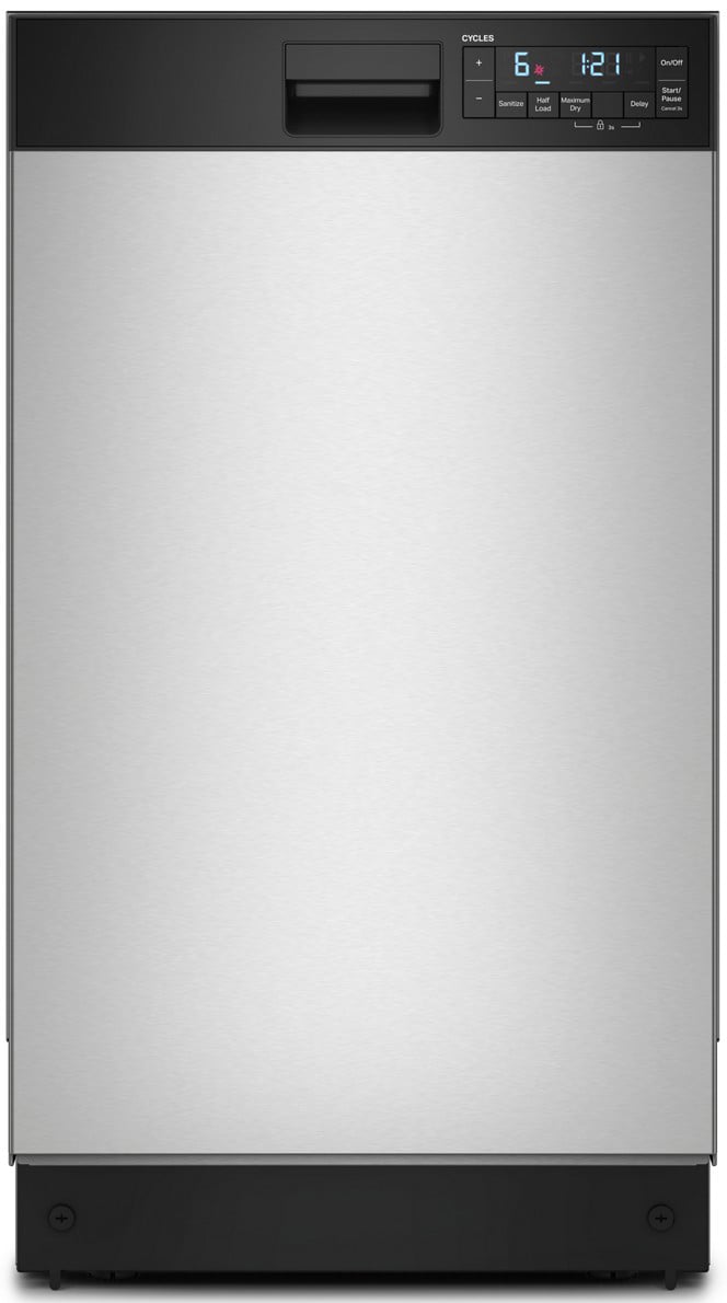 Whirlpool WDFS5118SS 18-inch stainless steel dishwasher front view