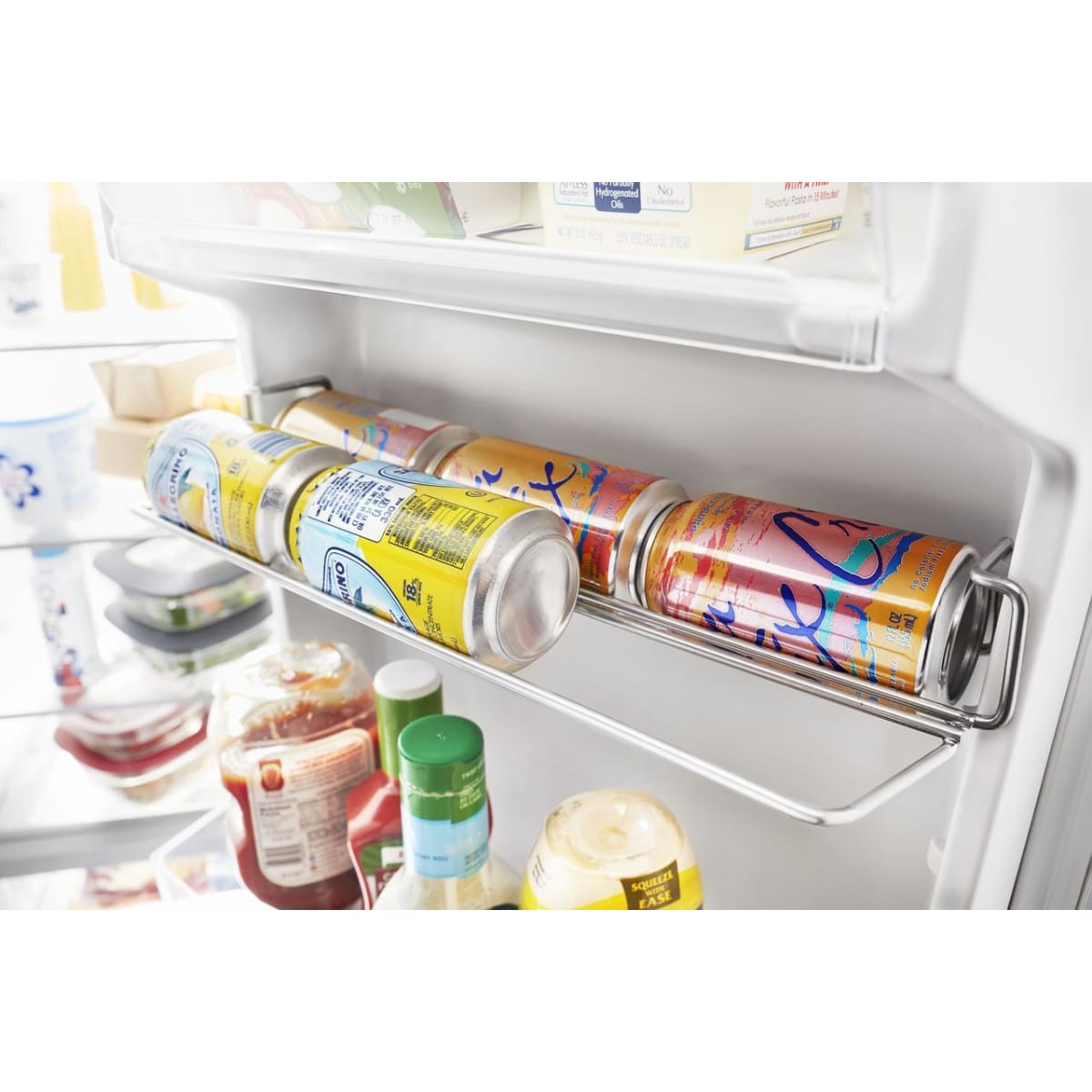 Whirlpool WRS325SDHZ 36 in. Side-by-Side Refrigerator - in-door can caddy close-up | Varouj Appliances