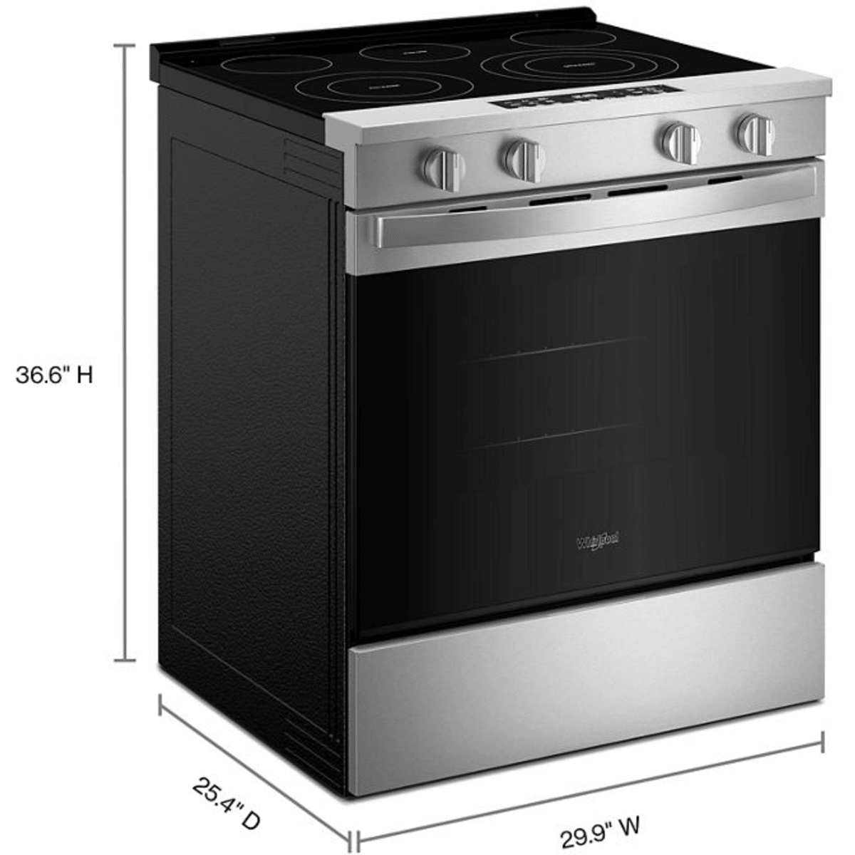 Whirlpool WSES5030SZ 30" Slide-In Electric Smart Range in Fingerprint Resistant Stainless Steel