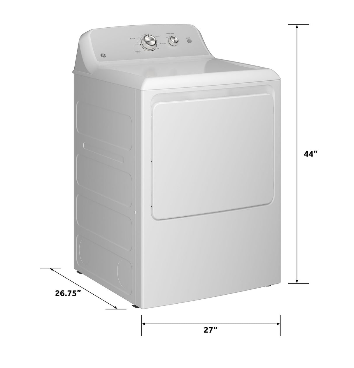 GE 6.2 cu. ft. Capacity Electric Dryer with Shallow Depth – White (GTX38EASWWS)