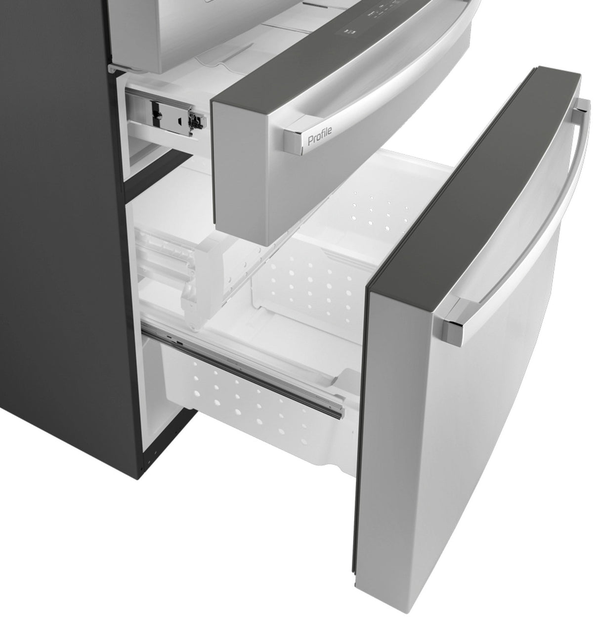 GE Profile refrigerator soft-close produce drawers