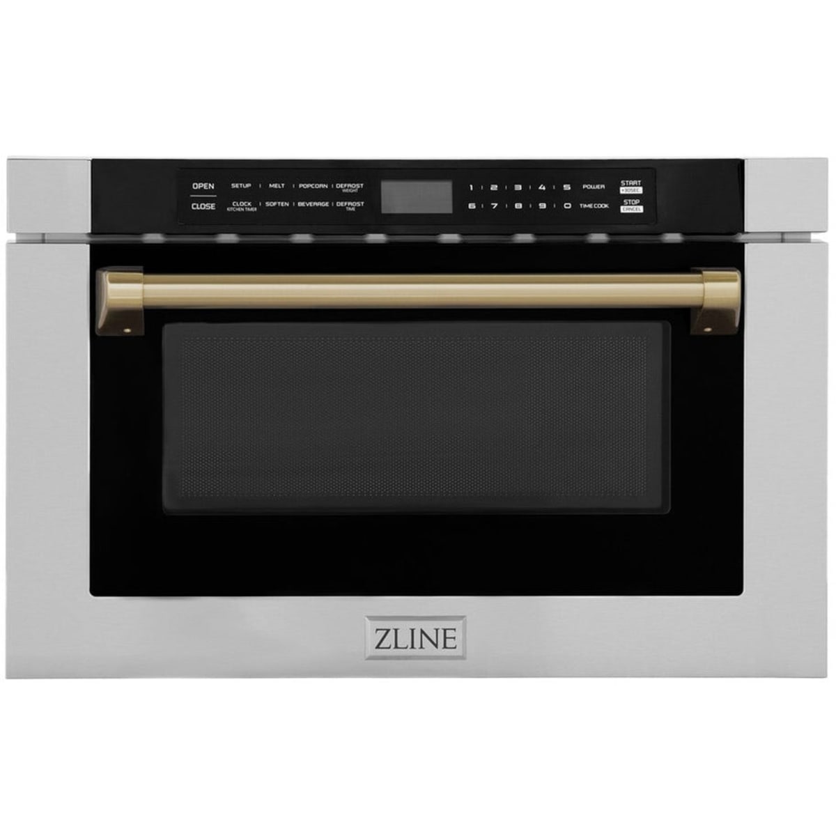 Zline Autograph Edition MWDZ1HCB 24" Built-In Microwave Drawer 1.2 cu. ft. Stainless Steel with Champagne