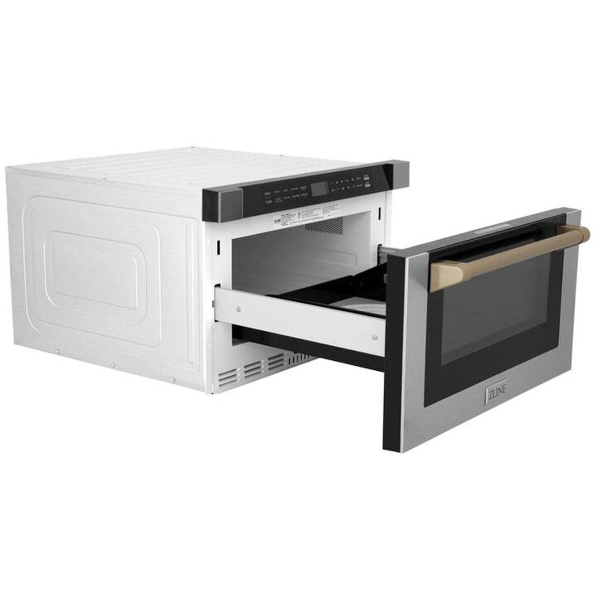 Zline Autograph Edition MWDZ1HCB 24" Built-In Microwave Drawer 1.2 cu. ft. Stainless Steel with Champagne