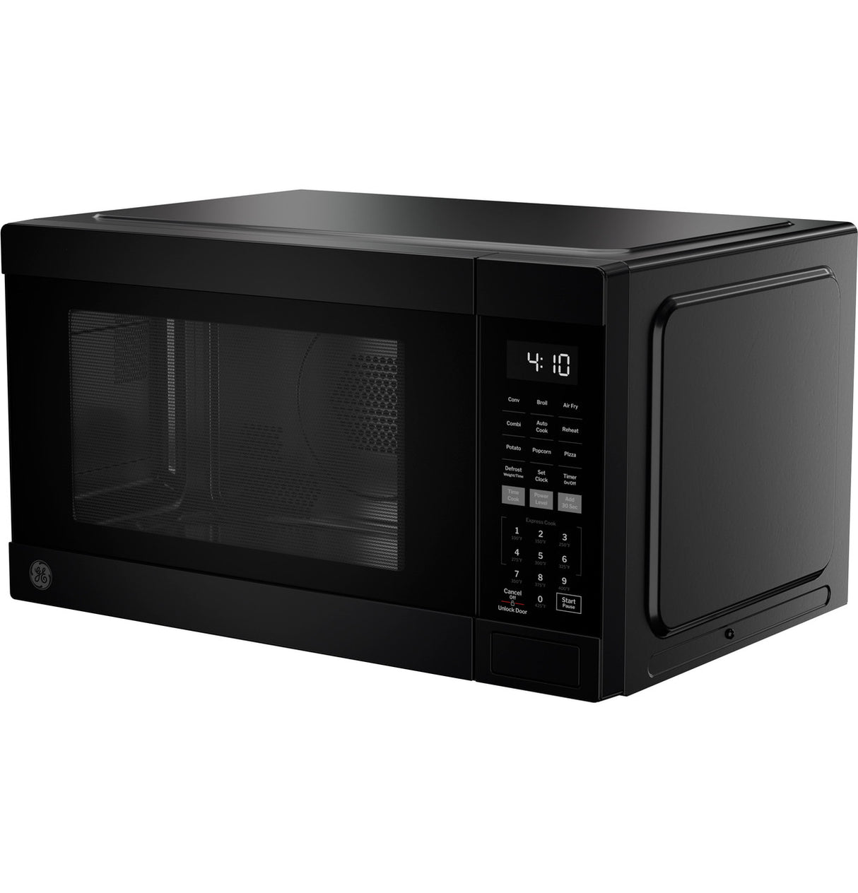 GE GCST10A1WBB countertop microwave - angled view