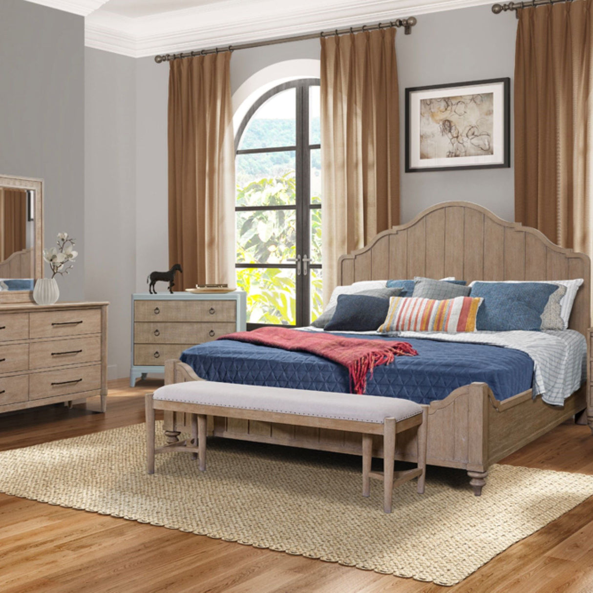 Elegant Design Panel Bed With Transitional Casual Design