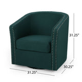 Modern Upholstered Swivel Club Chair With Nailhead Trim